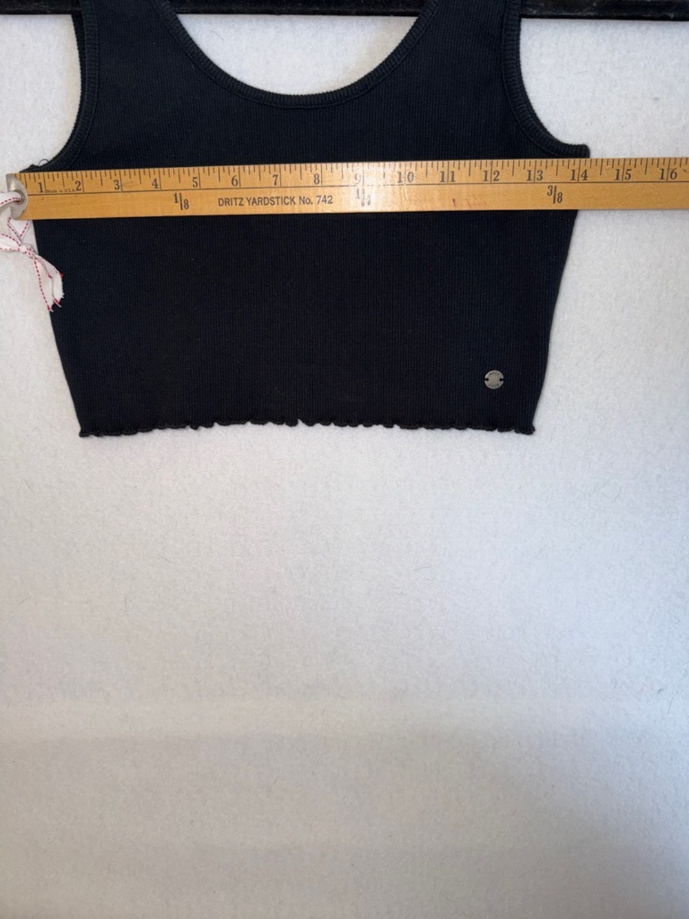 Roxy Black Ribbed Ruffle Edge Bottom Crop Tank Top - Picture 6 of 6